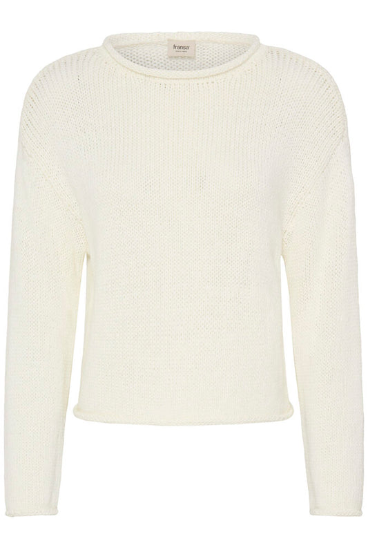 The FRANSA Paulina Jumper is perfect for those who can't wear wool. This boxy cotton knit with a roll at the neck and hem has long sleeves and a round neck. Classic in style this should be in your Winter top ten pieces.