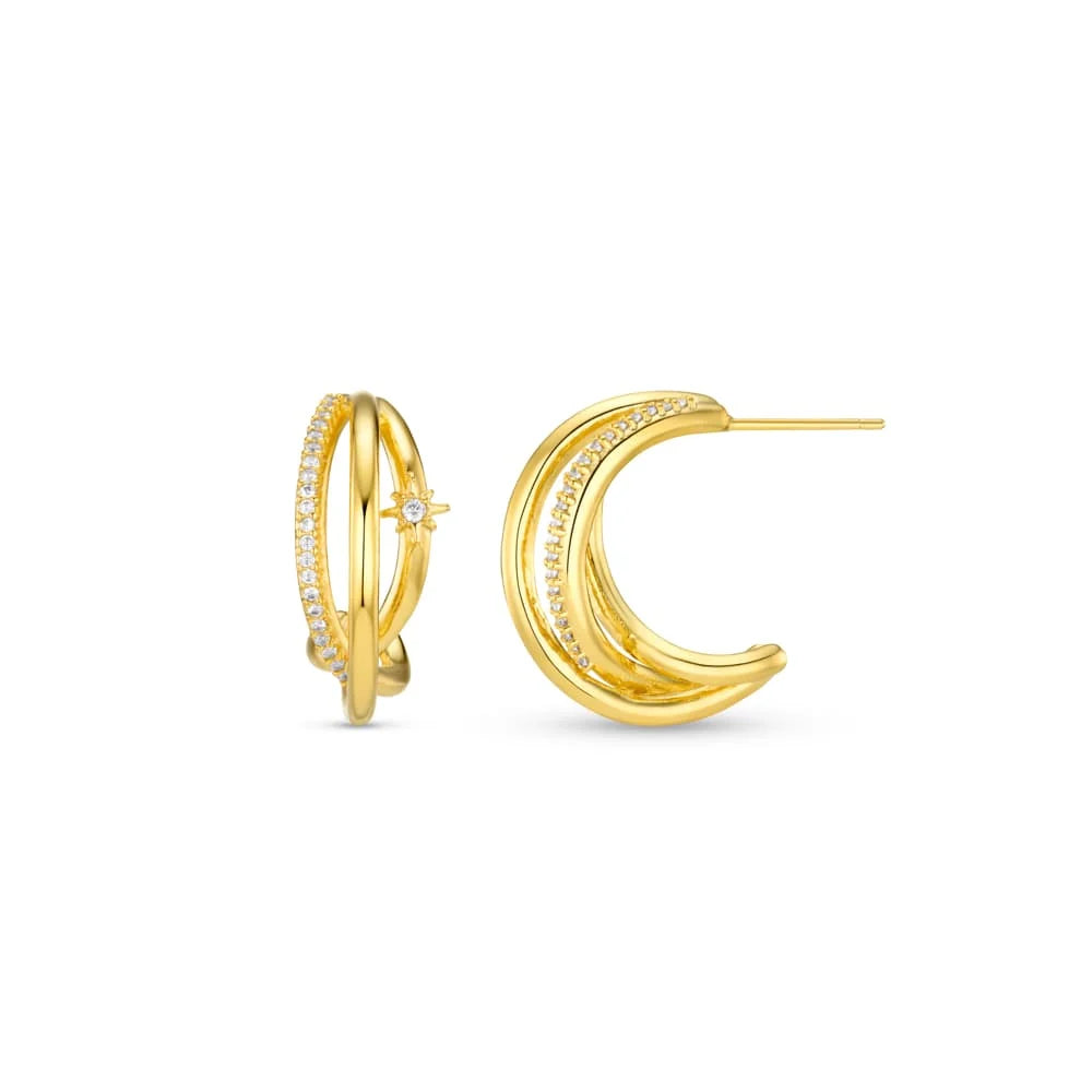 ORELIA "ORE40885 Pave & Starburst earrings" (Gold)