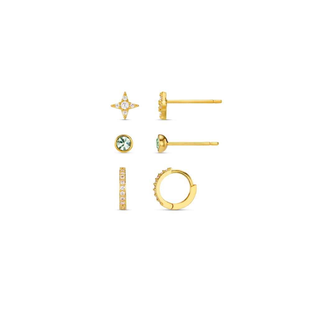These Mixed Pavé Stud &amp; Hoop Ear Stacking Set from ORELIA bring together a balanced mix of everyday essentials with a refined sparkle.
