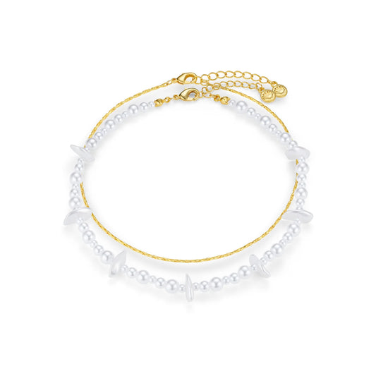 ORELIA "Mixed Pearl & Chip Anklet" (Gold)