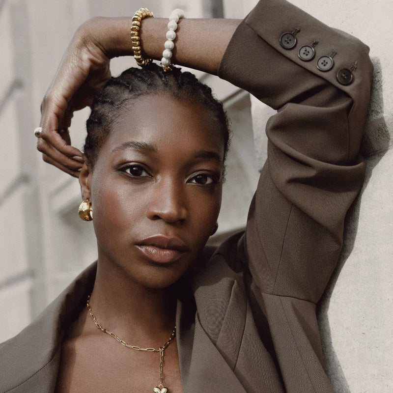 ORELIA "Statement Pearl T Bar Bracelet" ( Gold )