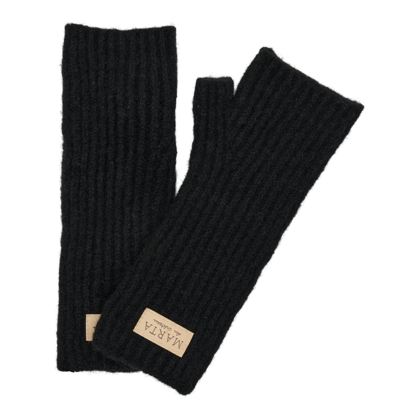 A fabulous fingerless glove from MARTA DU CHATEAU in black and simply stunning neutral.

50% recycled polyester, 24% polyacrylic, 16% polyamide, 8% wool and 2% elastane.