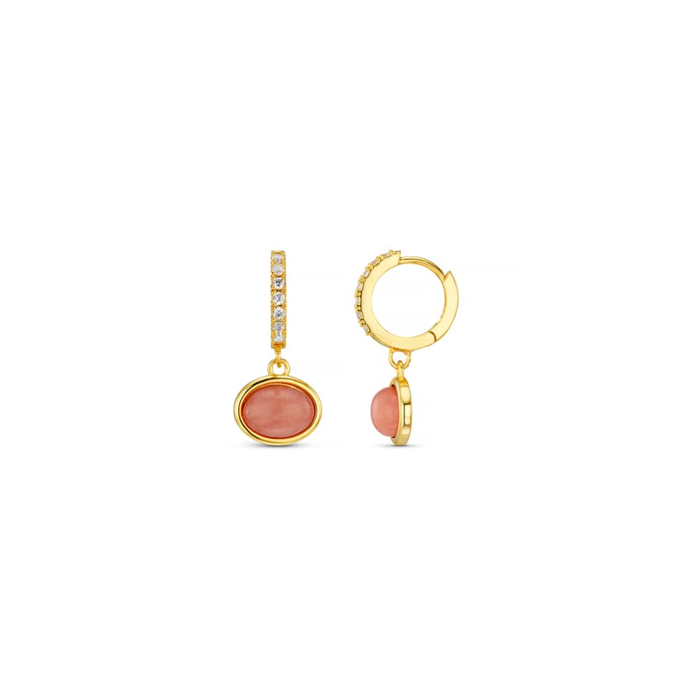ORELIA "ORE40514 Pink Jade Charm Earrings" (Gold)