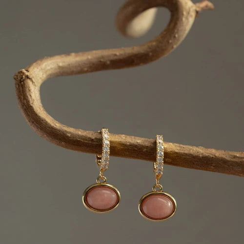Semi-Precious Pink Jade Pavé Micro Hoop Earrings from ORELIA - adorned with delicate crystal detailing and soft pink jade hues, these petite hoops strike the perfect balance between subtle luxury and playful colour.