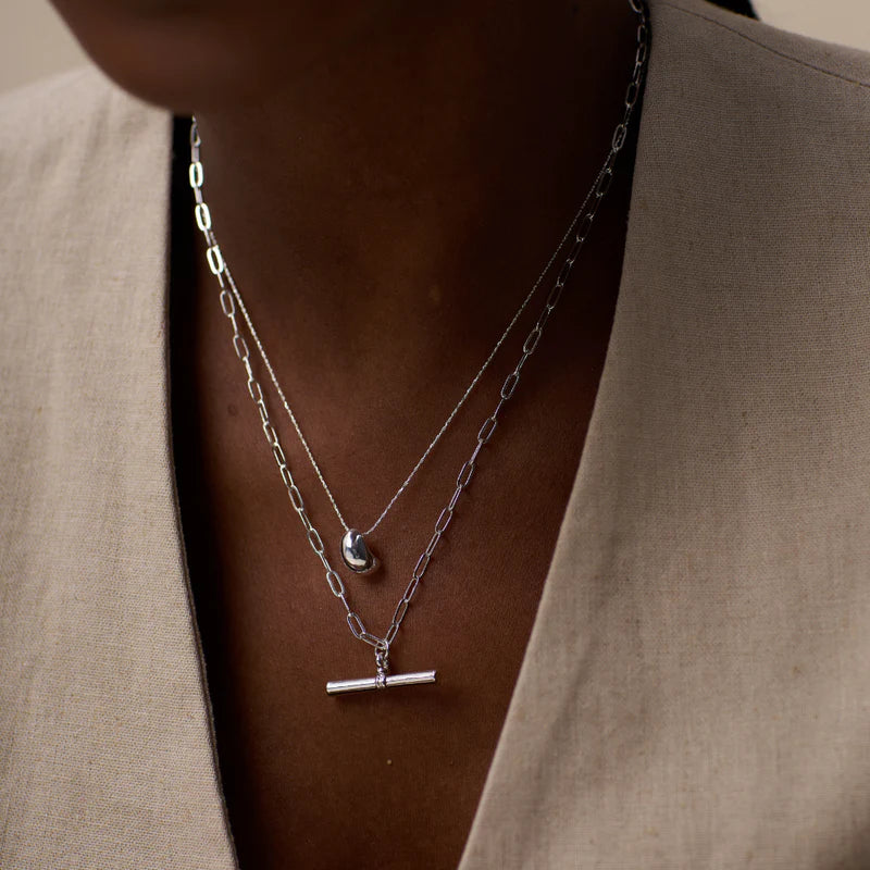 ORELIA "Polished Drop Chain Necklace" (Silver)