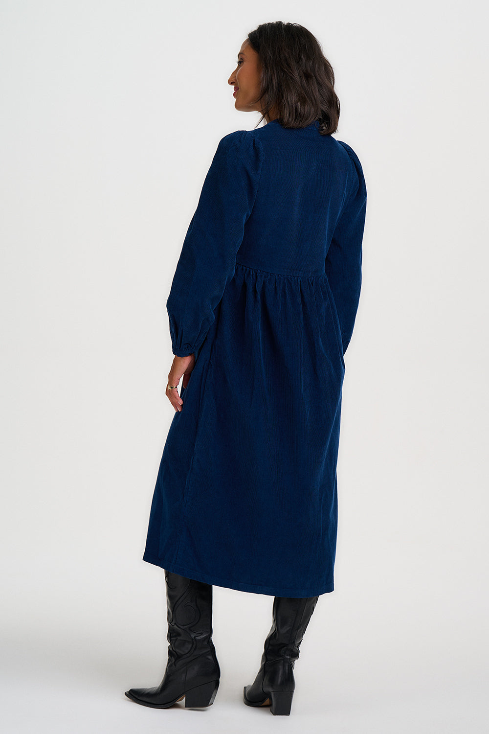 SUGARHILL "Reba Cord Midi Dress" (Teal)