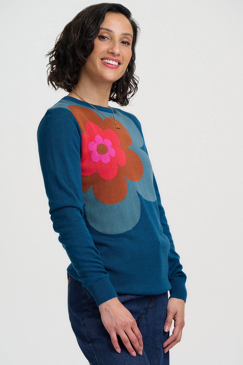 SUGARHILL "Rita Jumper" (Teal Growing Flower)