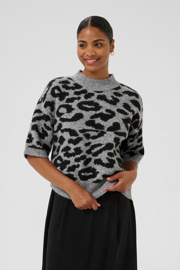 KAFFE "KASandra Pullover" (LGM Black Leopard/Windward Blue)