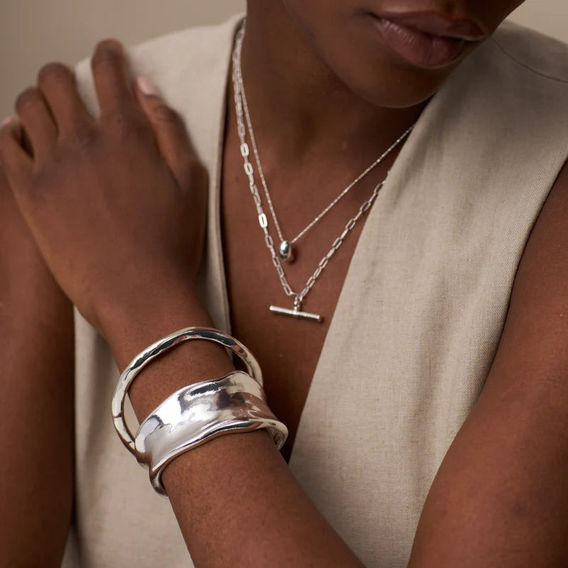 ORELIA "Statement Organic Molten Metal Cuff " (Silver)