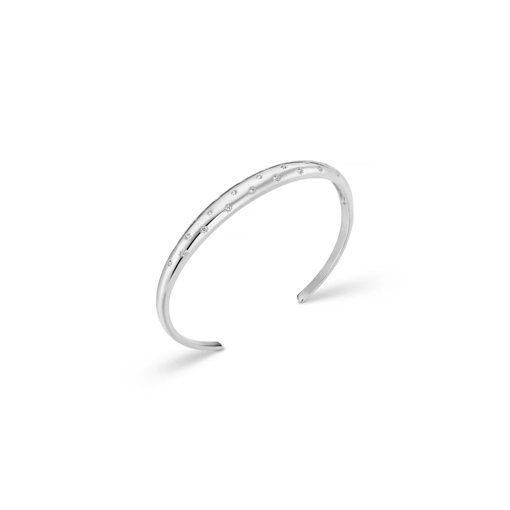 ORELIA "ORE40948 Crystal Starburst Domed Bangle"  (Silver)