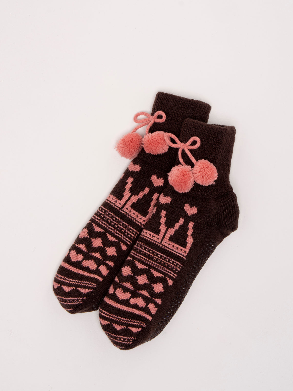 BRAKEBURN "Pom Pom Faire Isle Slipper Sock)