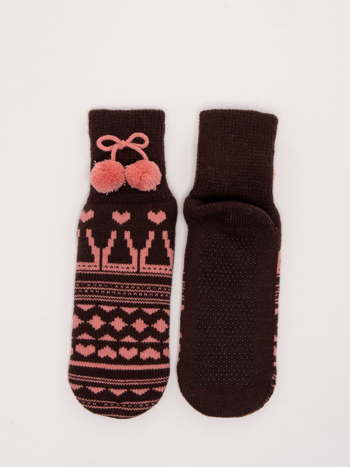 BRAKEBURN "Pom Pom Faire Isle Slipper Sock)