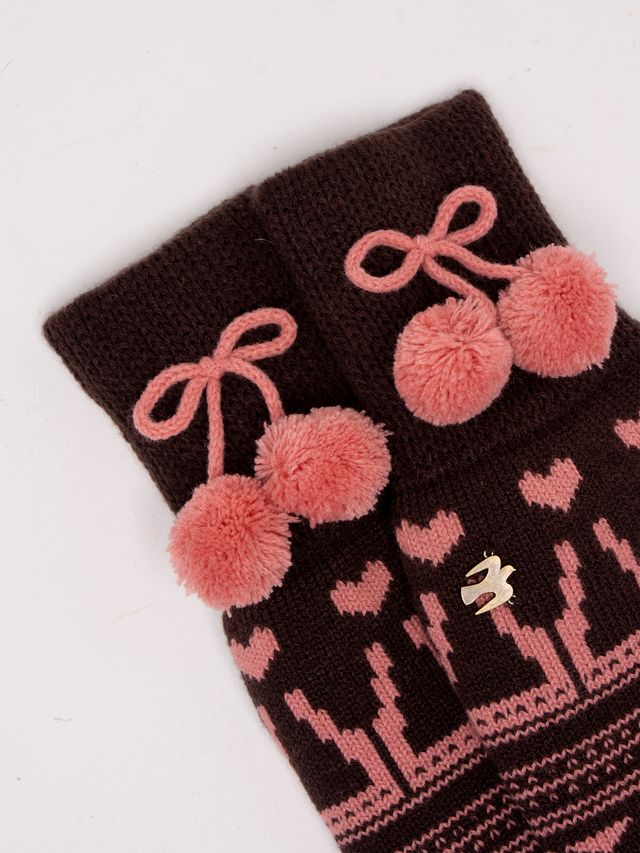 BRAKEBURN "Pom Pom Faire Isle Slipper Sock)