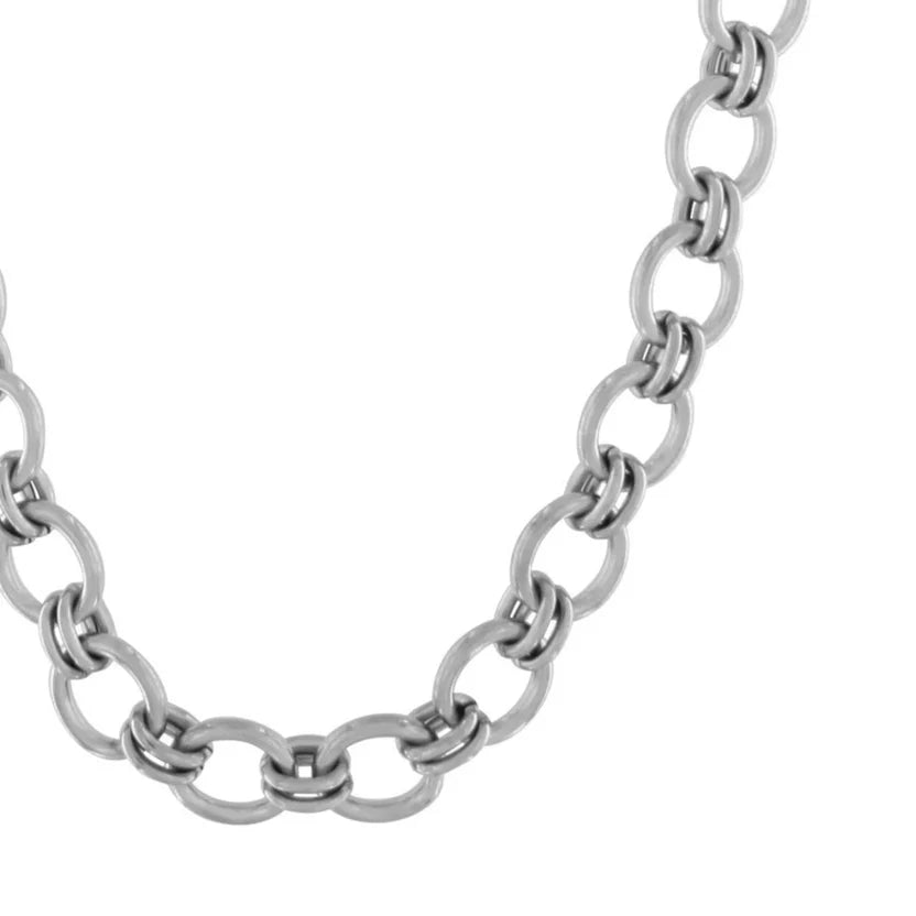 DANSK "Courage Waterproof Short Smooth Link Necklace" ( Silver Plated)