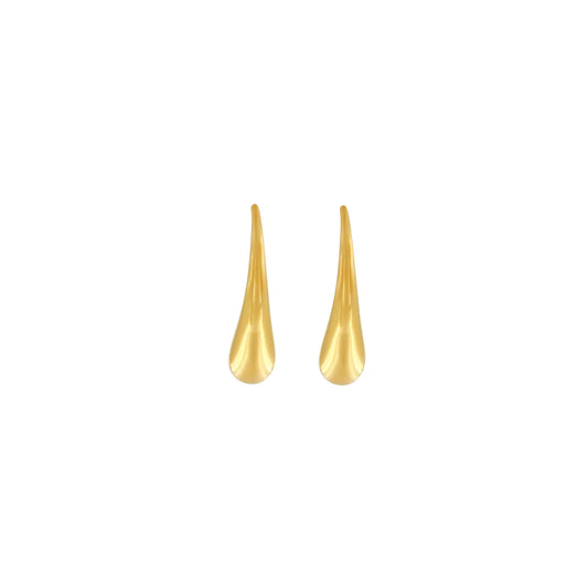 The Passion Waterproof Smooth Drop Post Earrings in gold plating offer a bold, fashionable look perfect for both party and everyday wear. Hypoallergenic and non-tarnish, they are designed to withstand sport and pool activities while maintaining sophisticated style and comfort.