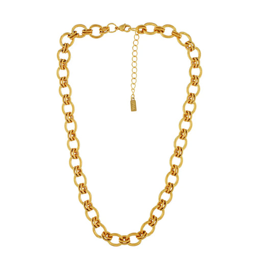 Elevate your accessory game with our Courage Waterproof Short Smooth Link Necklace plated in luxurious 18K gold. The perfect blend of sophistication and durability, this short necklace exudes an exclusive elegance that will elevate any outfit. Exude strength and style with this waterproof necklace.