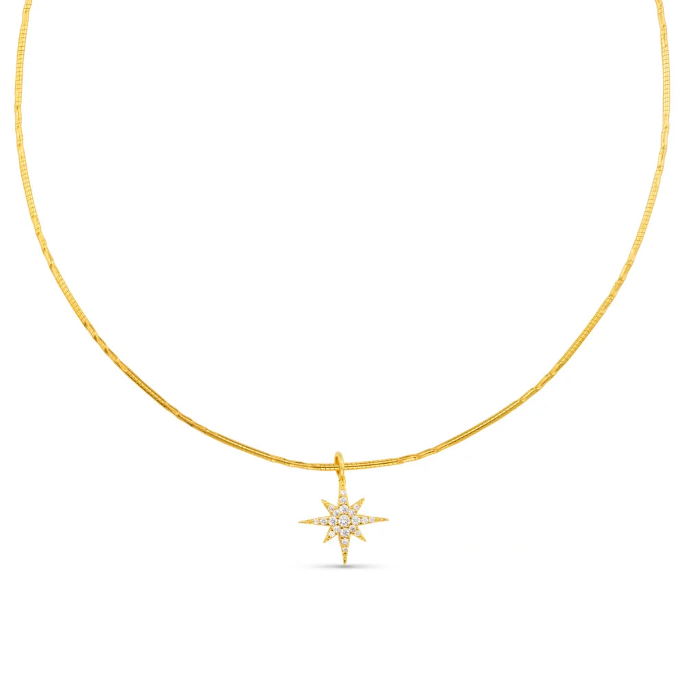 ORELIA "ORE40927 Pave Starburst Torque Necklace" (Gold)