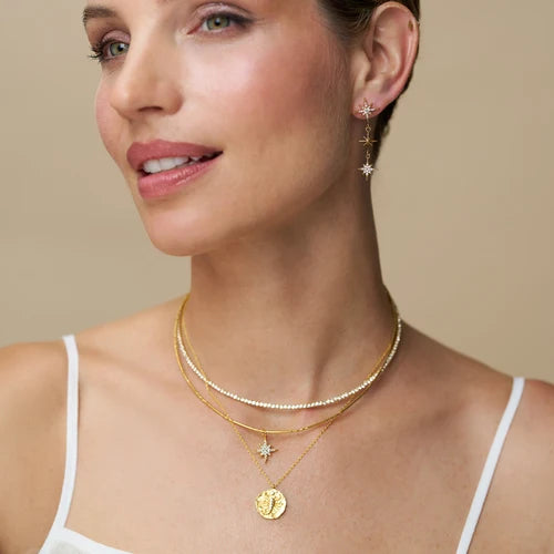 ORELIA "ORE40927 Pave Starburst Torque Necklace" (Gold)