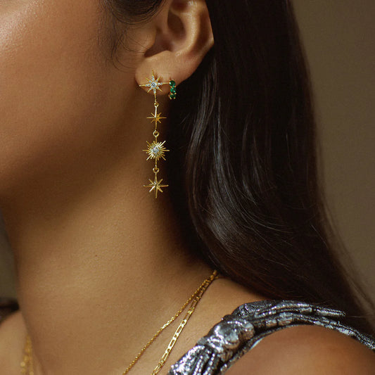 ORELIA "Statement Crystal Starburst Earring"(Gold)