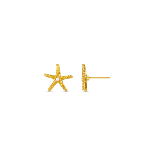 ORELIA "Starfish & Pearl Stud Earring" (Gold)