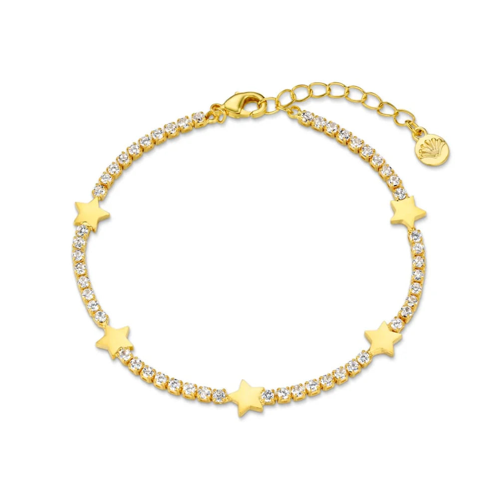 ORELIA "ORE40864 Stationed Star Tennis Bracelet" (Gold)