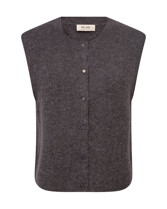 Soft knit vest from Mos Mosh crafted from a blend of warm wool and alpaca. It's designed in a regular fit with a beautiful button closure. Wear over a shirt, a dress or with tailored pants for a casual work look.