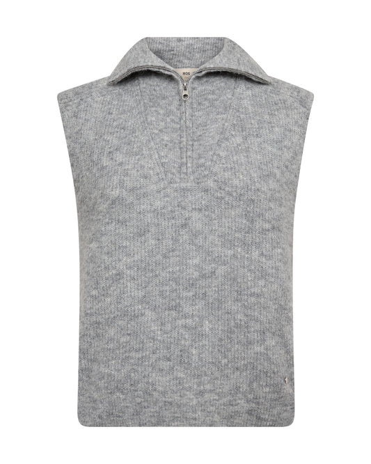 The Thora High Neck Sleeveless Knit from MOS MOSH is the perfect blend of comfort and effortless style. Crafted from an incredibly soft, bouncy knit, it's a versatile piece that's ideal for layering or wearing on its own through the seasons. Designed with a contemporary high neckline featuring a zip fastening, you can wear it zipped up for a cosy feel or open for a more relaxed look. Finished with a ribbed hem for a flattering shape, this easy-to-style knit pairs beautifully with jeans, tailored trousers or