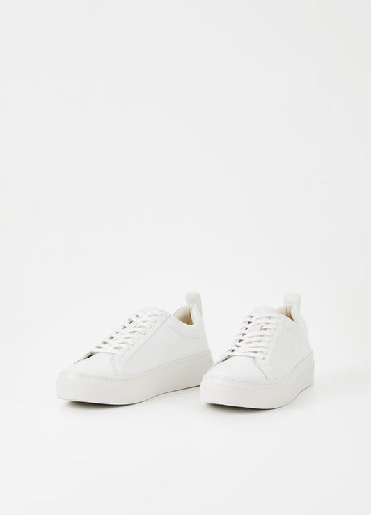 zoe platform trainer by Vagabond shoemakers; white lace up trainer with platform heel. SNEAKERS