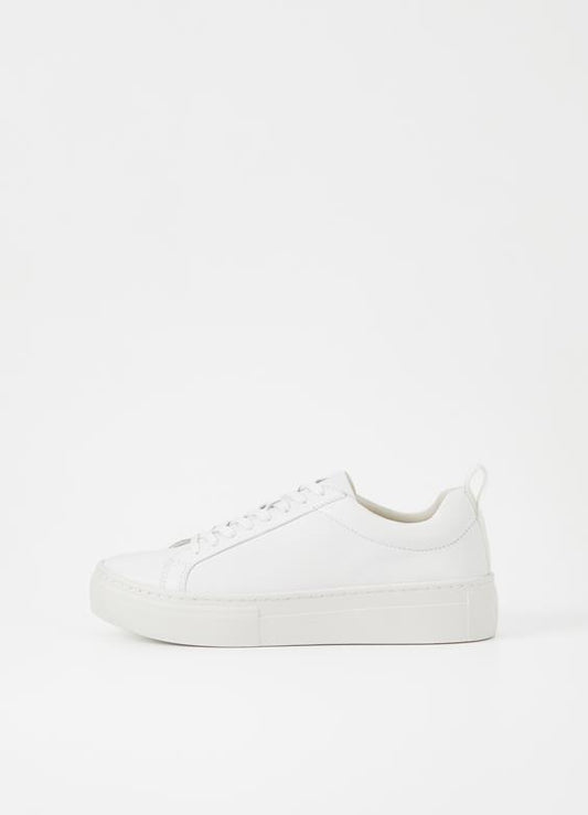zoe platform trainer by Vagabond shoemakers; white lace up trainer with platform heel. SNEAKERS
