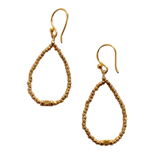 Sparkle and shine with our effortlessly chic hoop earrings. From day to night, hoop earrings are versatile for any occasion. Ours are handmade from Gold Filled Wire with gold plated beads and finished with 2 comfortable small hooks.