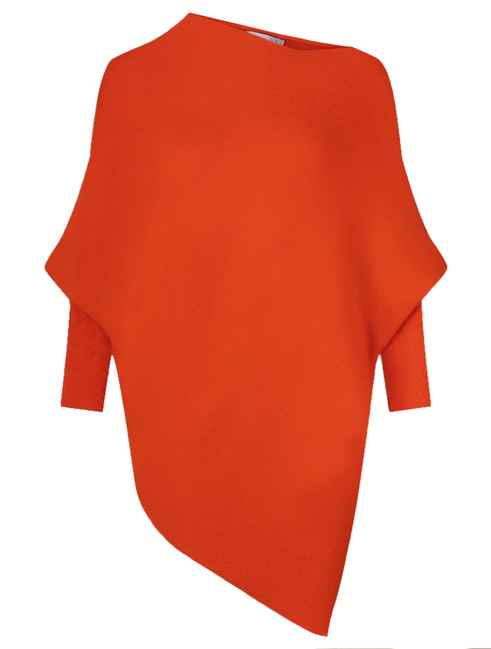 Brightly coloured knitted one size asymmetric winter jumper 