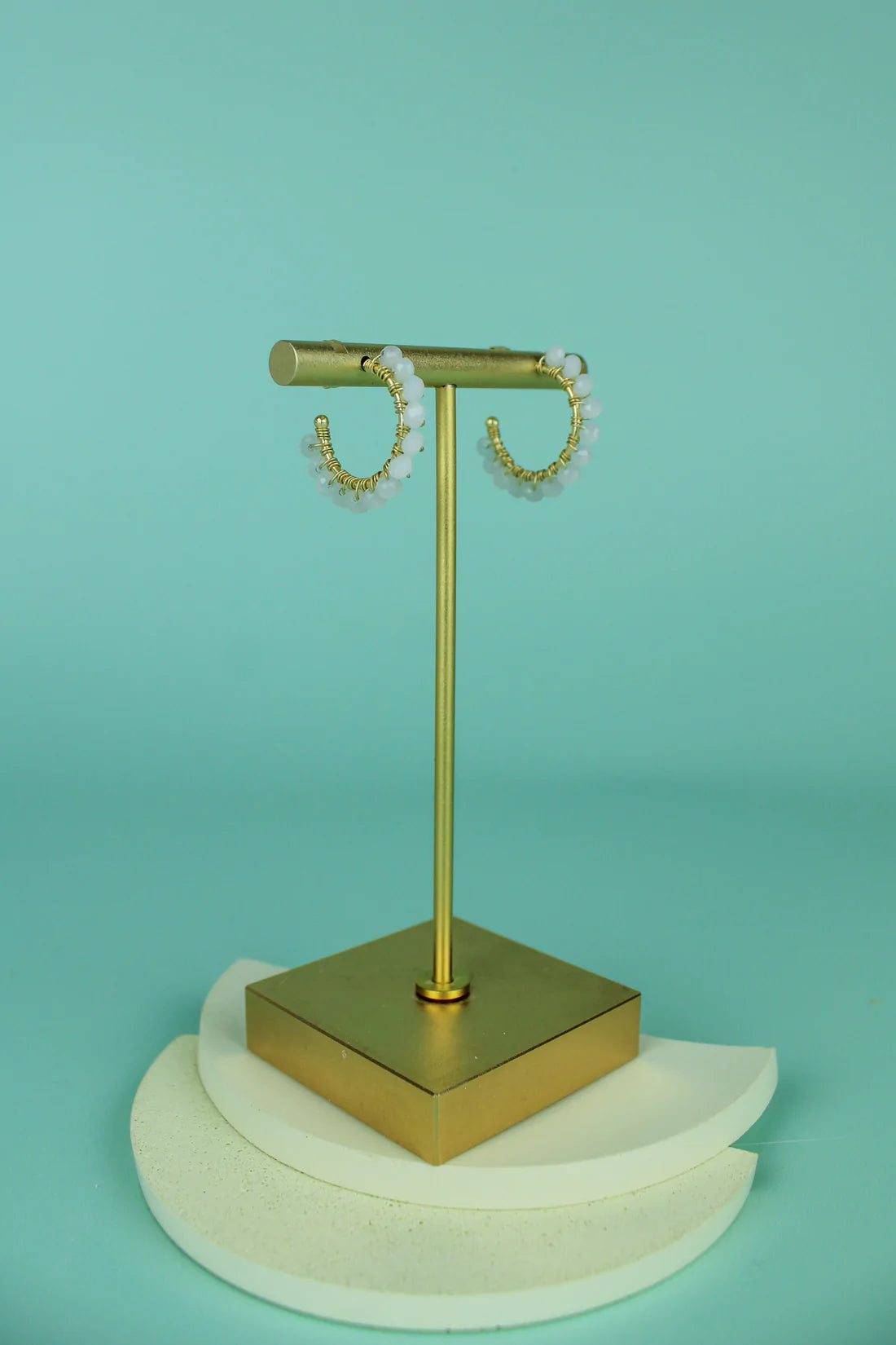 Stone Hoop Earrings