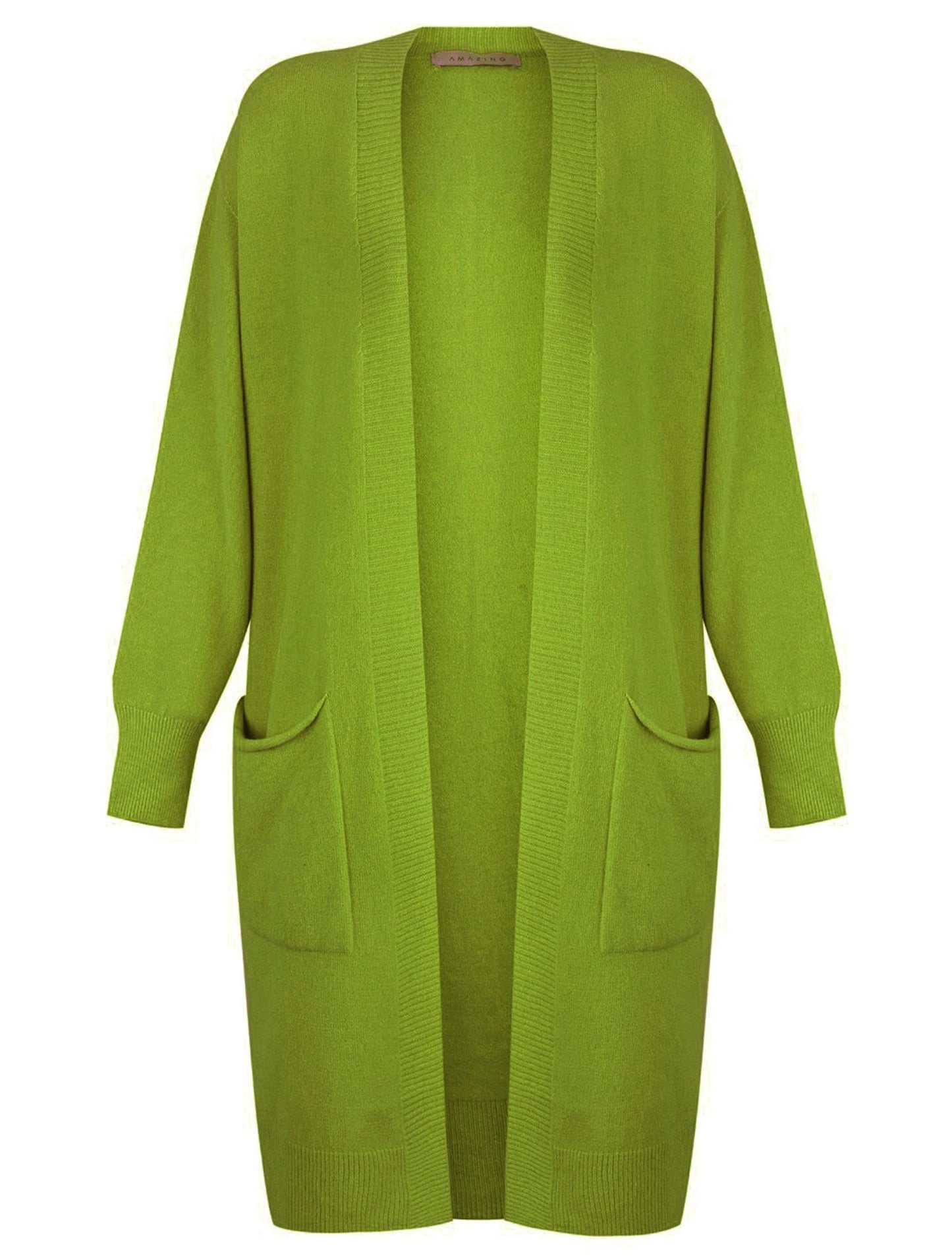 Brightly coloured long winter cardigan