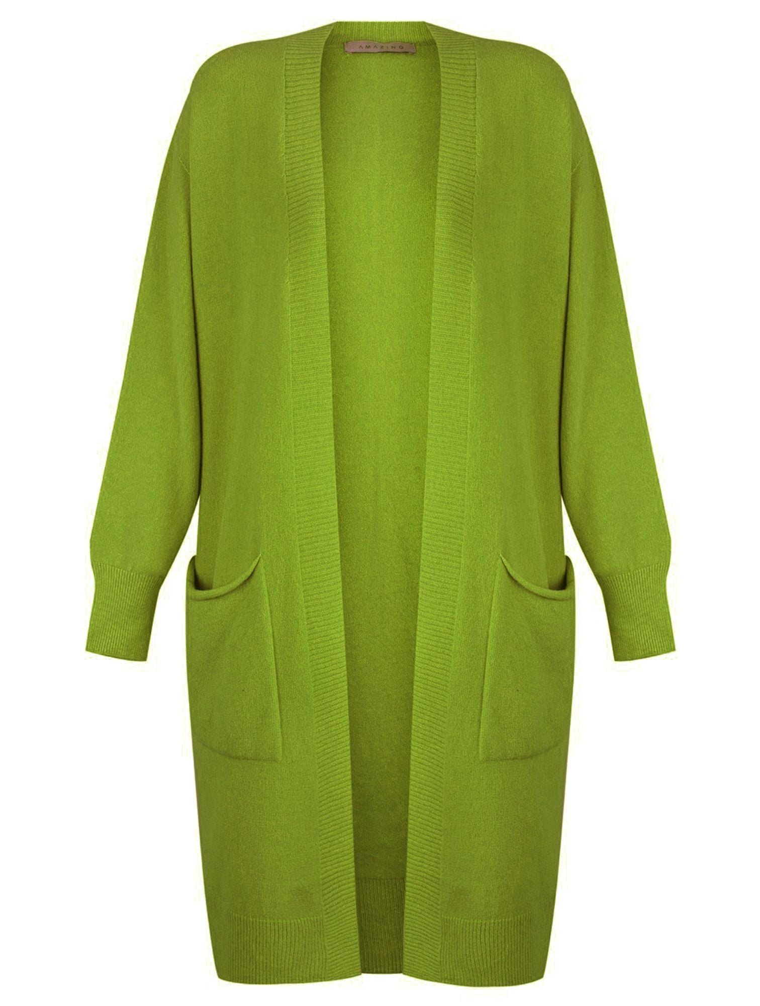 Brightly coloured long winter cardigan