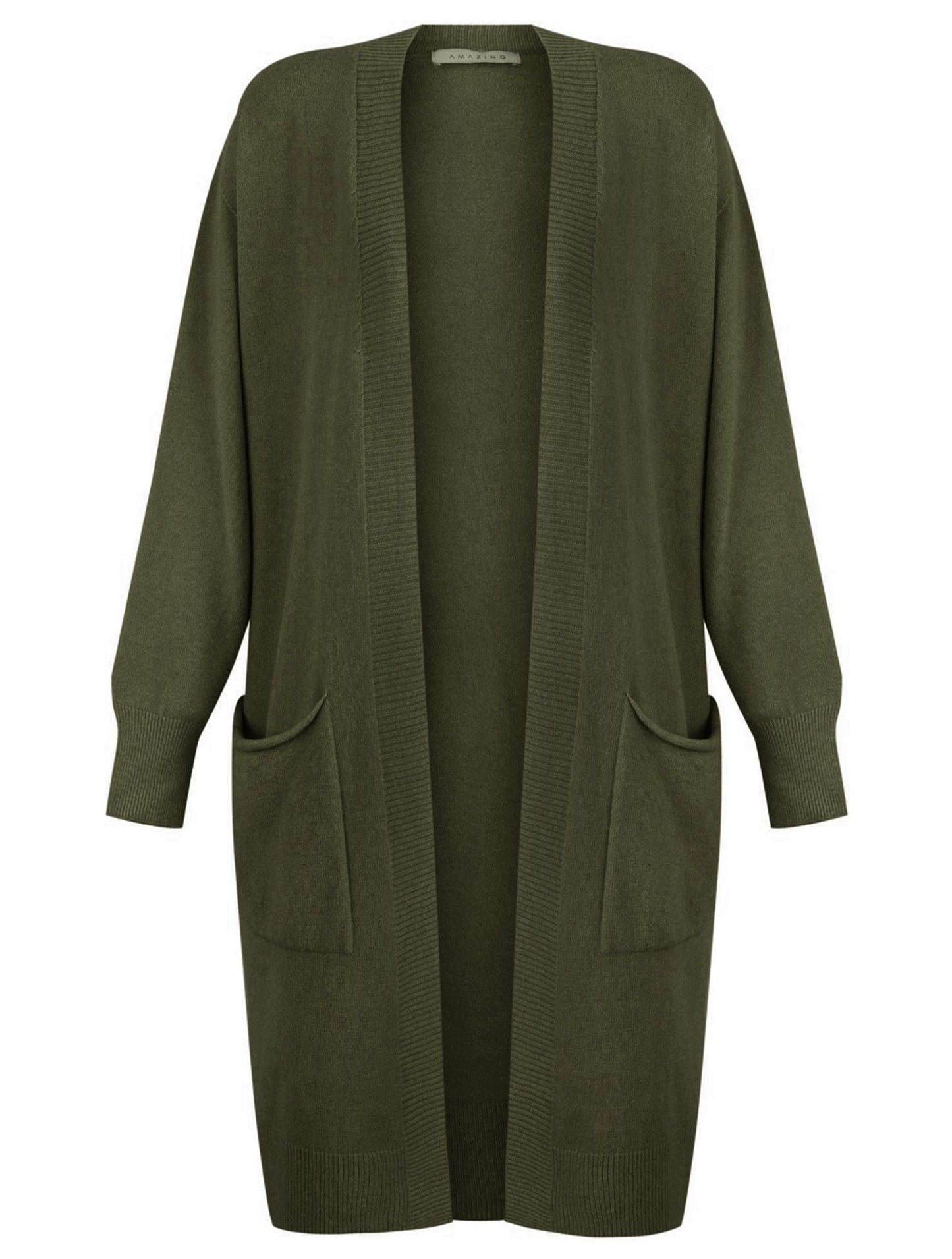 Brightly coloured long winter cardigan